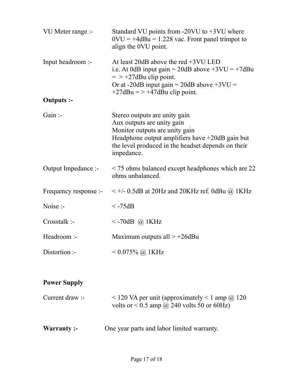 Aurora Audio GTM822-2GN User Manual | Page 17 / 18