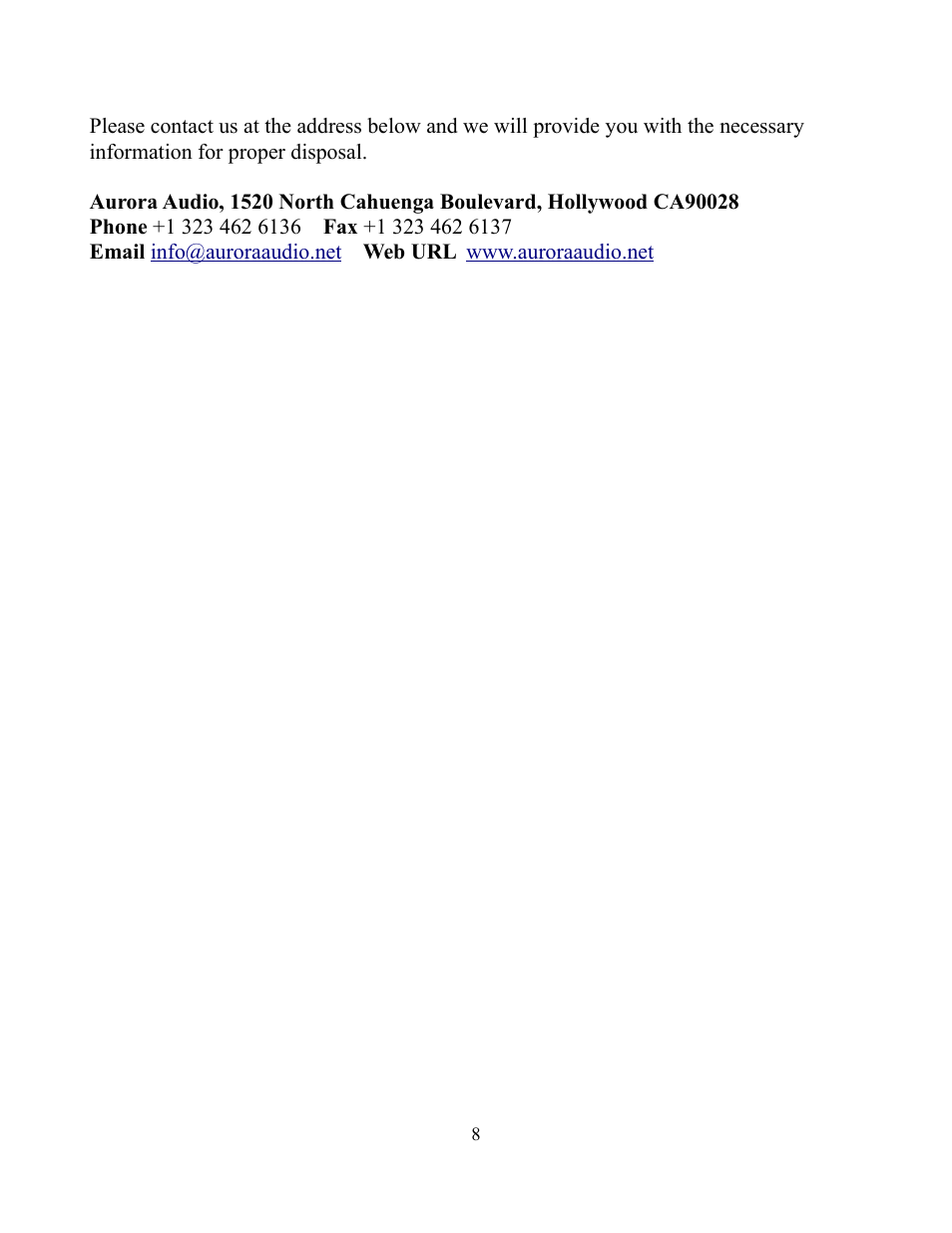 Aurora Audio GTC2 User Manual | Page 8 / 8