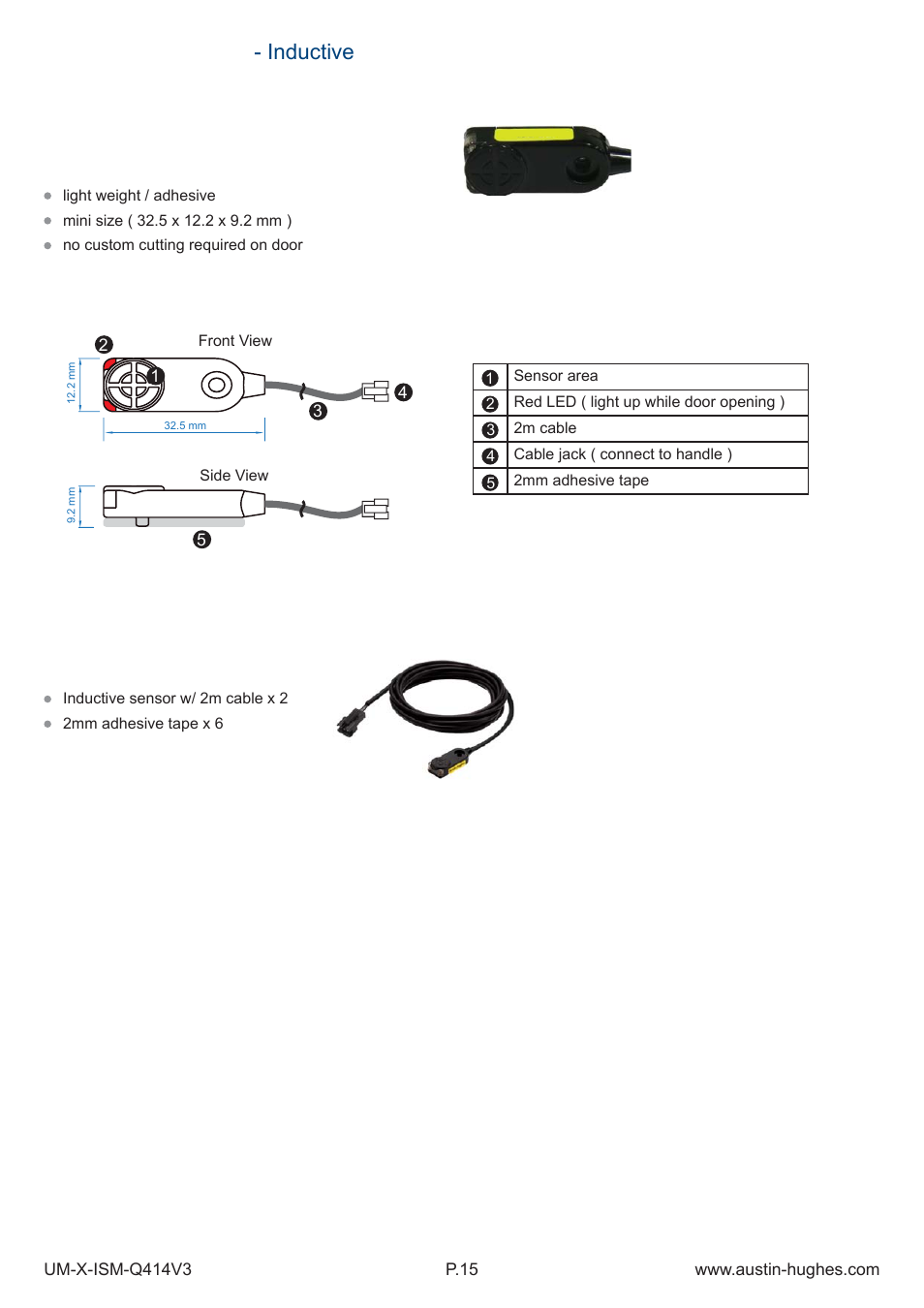 4 > door sensor - inductive | Austin Hughes X-800 Smartcard  Handle User Manual | Page 20 / 85