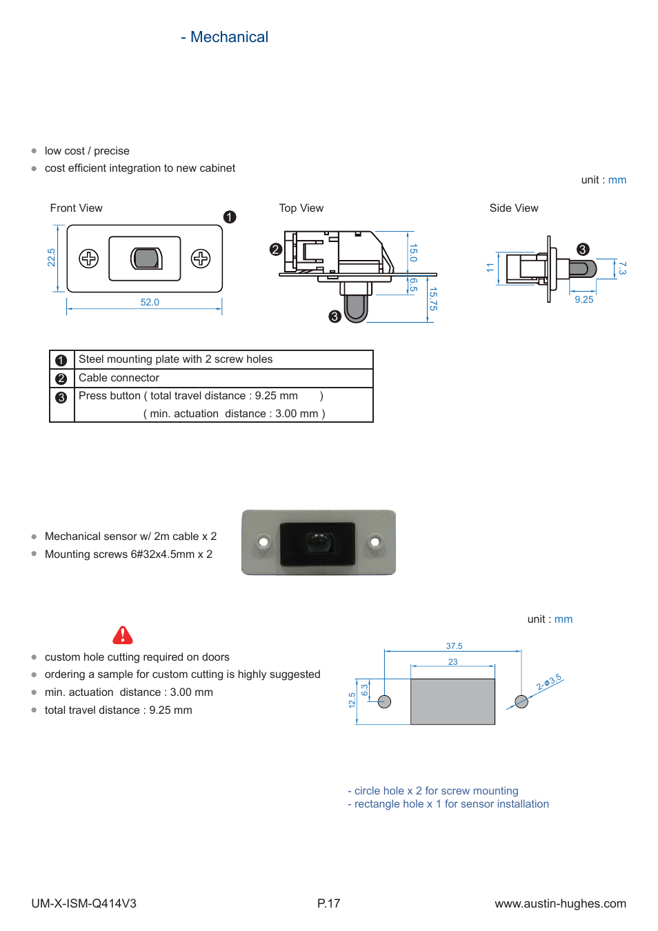 4 > door sensor - mechanical | Austin Hughes X-800 Smartcard  Handle User Manual | Page 22 / 85