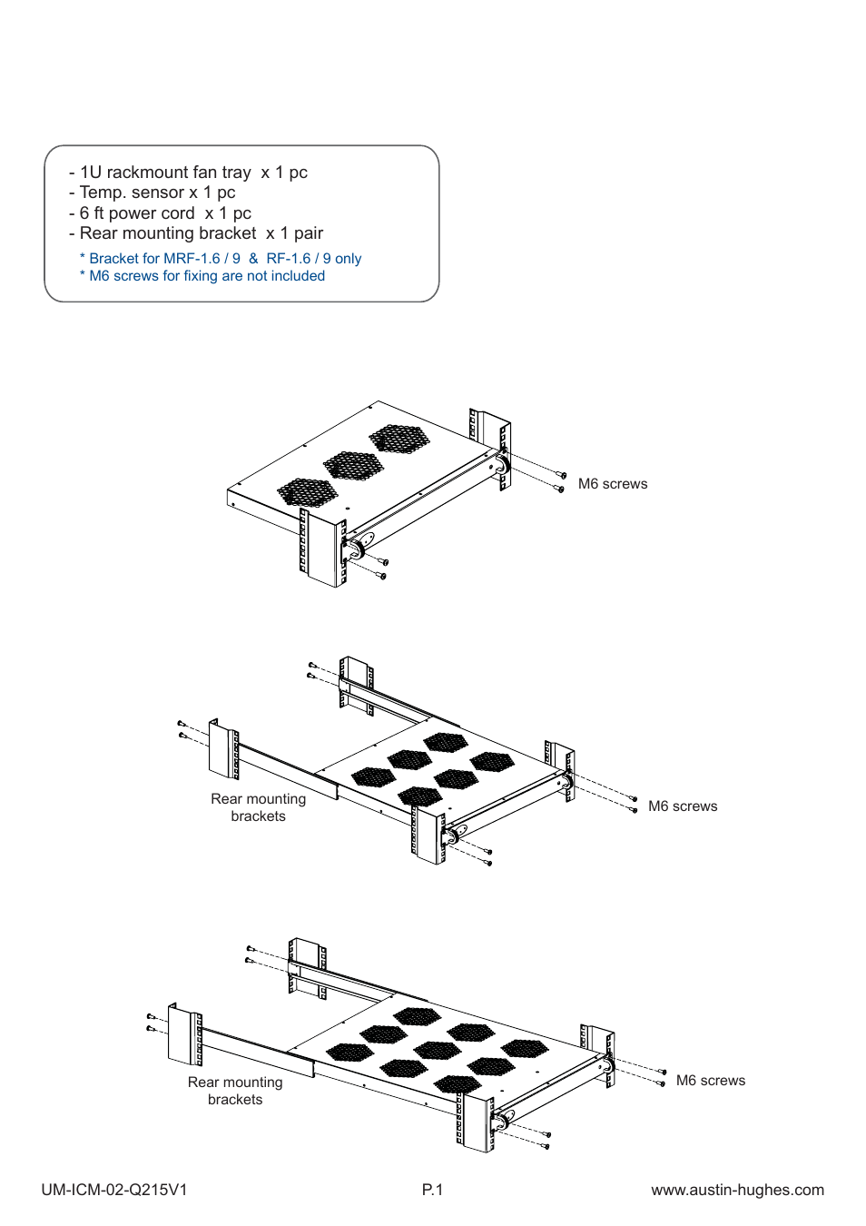Package content installation, 1 > 1u fan tray < part i > installation | Austin Hughes Fan Unit  &  ICM-02 User Manual | Page 6 / 56