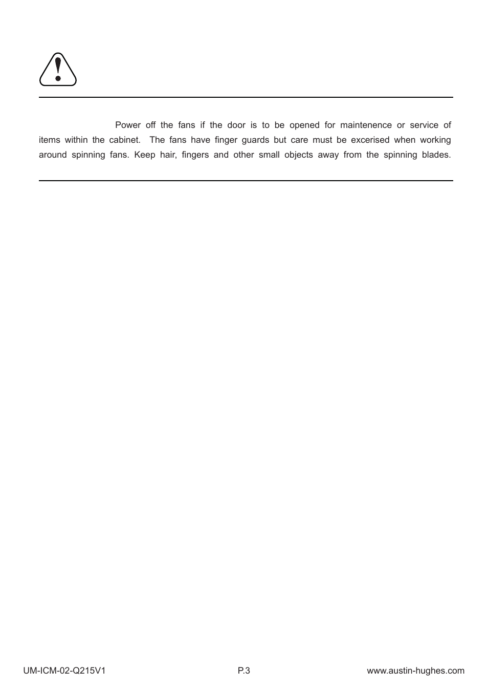 Caution | Austin Hughes Fan Unit  &  ICM-02 User Manual | Page 8 / 56