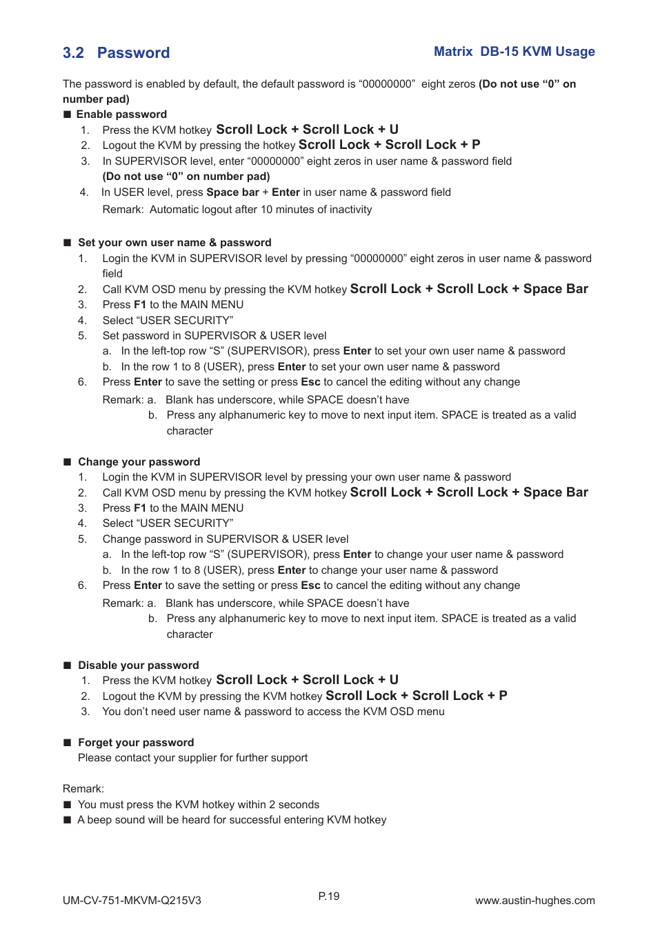 2 password | Austin Hughes M-1604 User Manual | Page 24 / 28