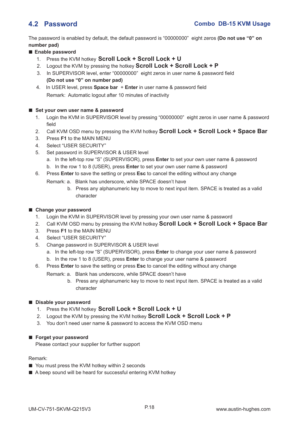 2 password | Austin Hughes CV-S1601 User Manual | Page 23 / 28