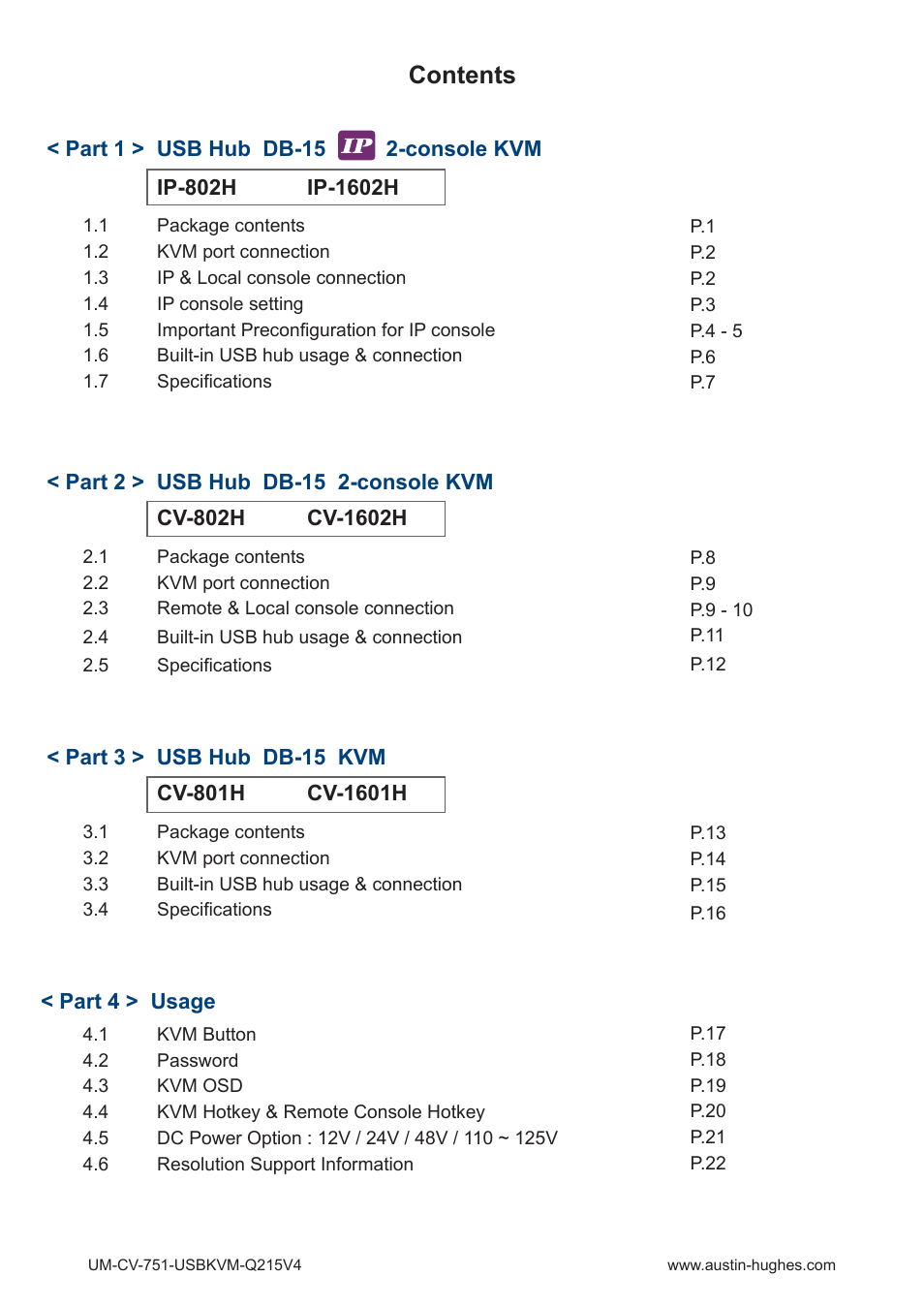 Austin Hughes CV-1601H User Manual | Page 4 / 28
