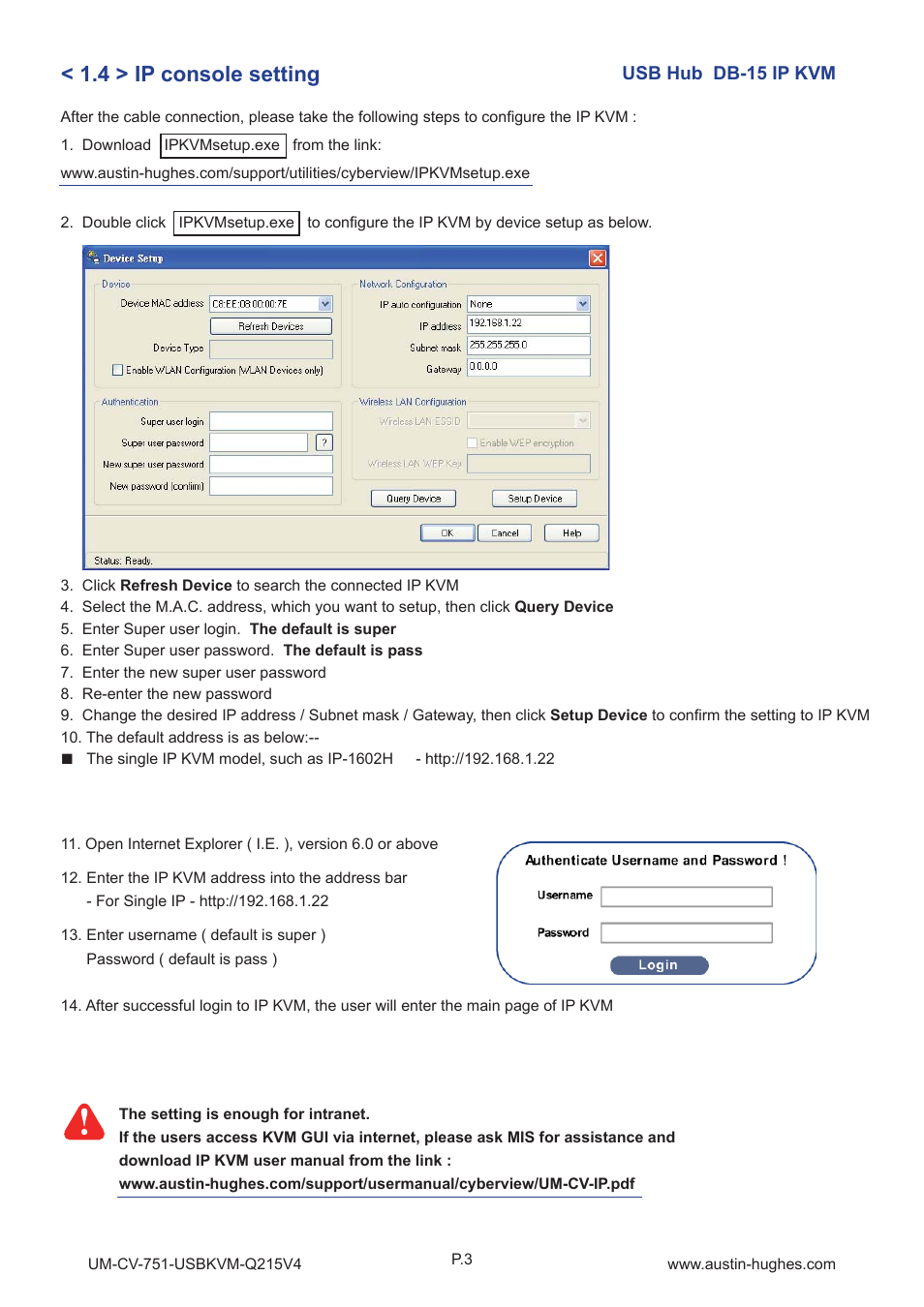 4 > ip console setting | Austin Hughes CV-1601H User Manual | Page 8 / 28
