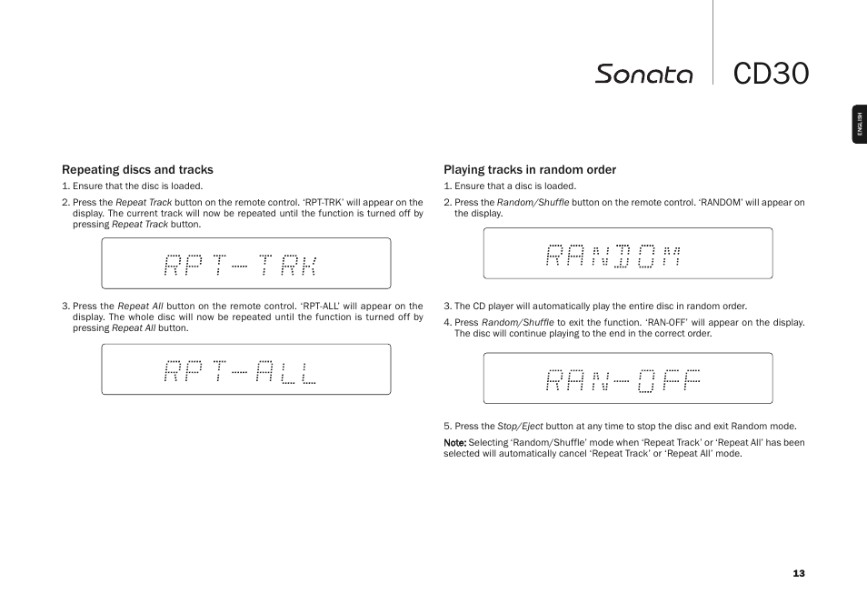 Cd30 | Cambridge Audio SONATA CD30 User Manual | Page 13 / 16