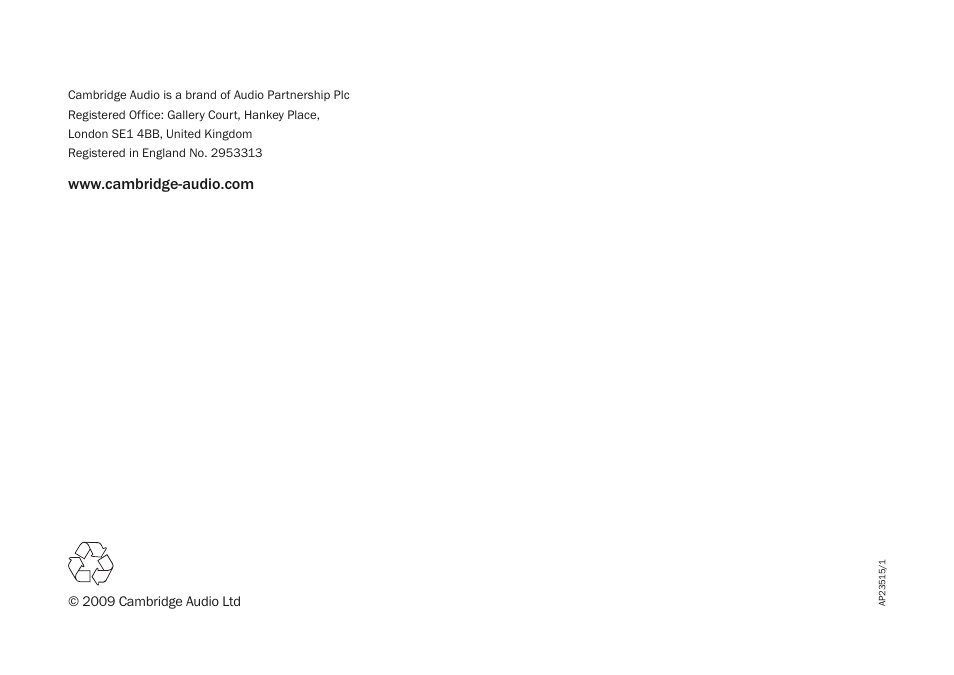 Cambridge Audio SONATA CD30 User Manual | Page 16 / 16