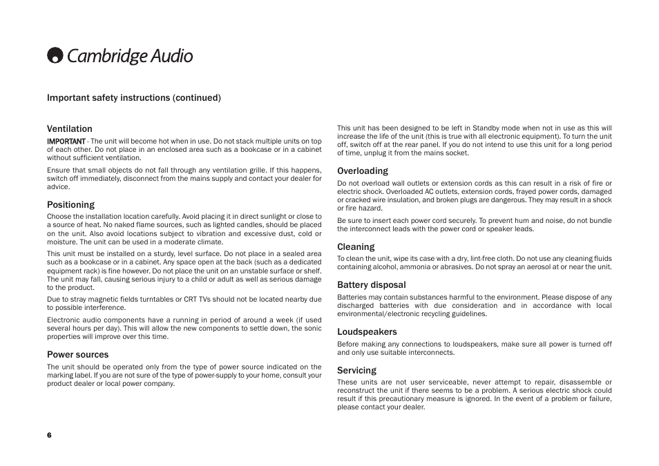Cambridge Audio SONATA CD30 User Manual | Page 6 / 16