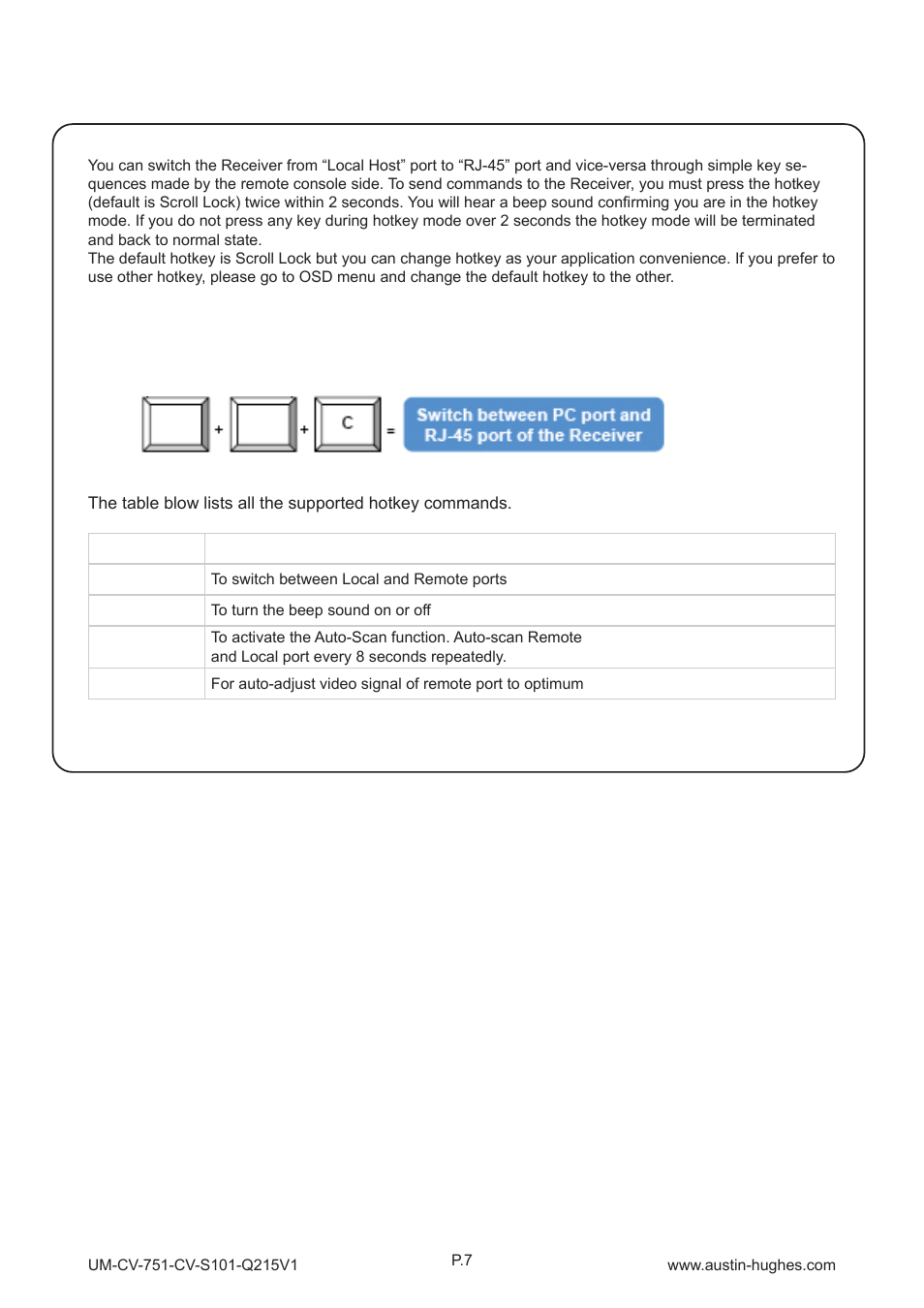 Part 3 > keyboard hotkey command | Austin Hughes CV-S101 User Manual | Page 10 / 12