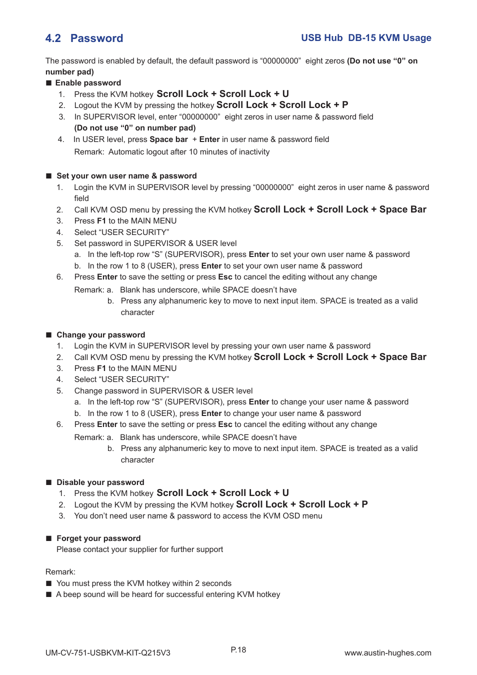 2 password | Austin Hughes 1601H User Manual | Page 22 / 28