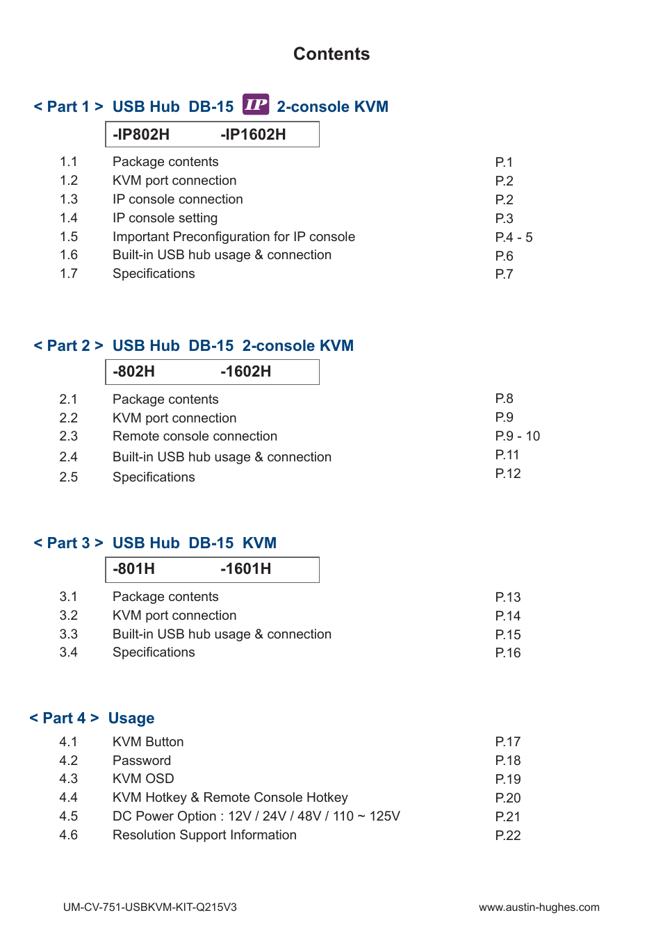 Austin Hughes 1601H User Manual | Page 4 / 28