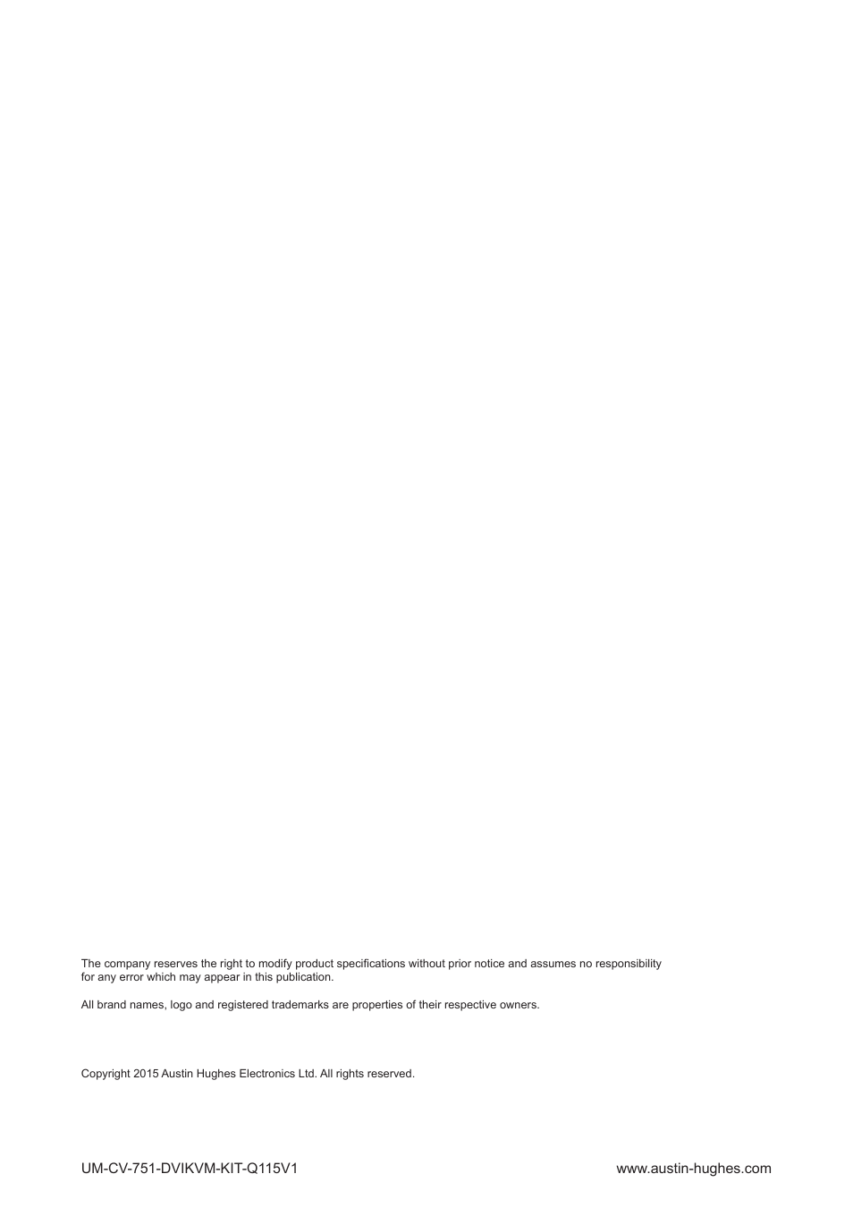 Austin Hughes 1201D User Manual | Page 8 / 8