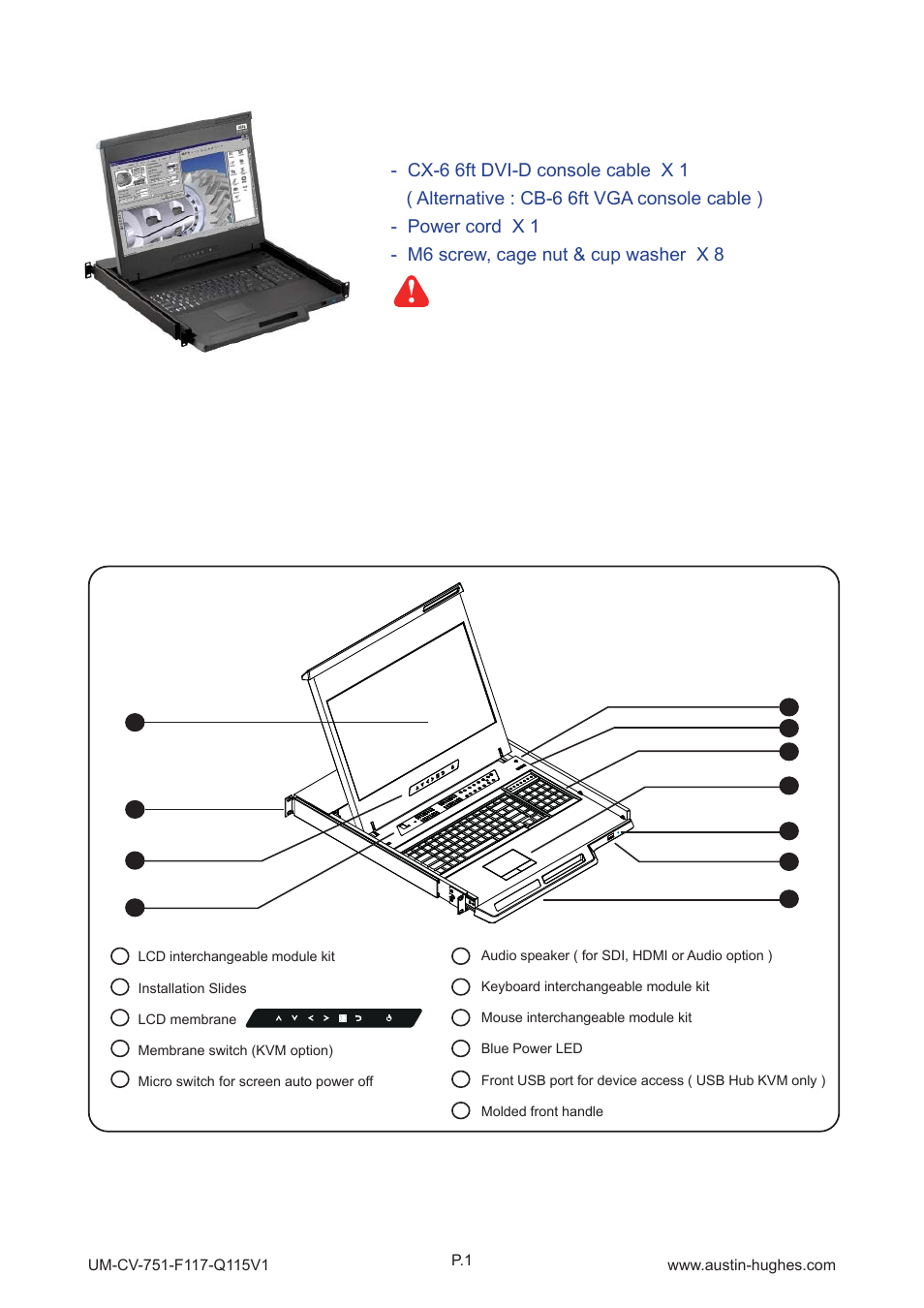 1 > package content, Part 1, 2 > structure diagram | Austin Hughes F117 User Manual | Page 6 / 24