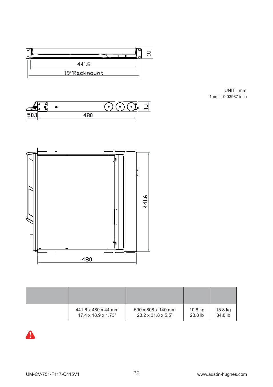 2 > dimension | Austin Hughes F117 User Manual | Page 7 / 24