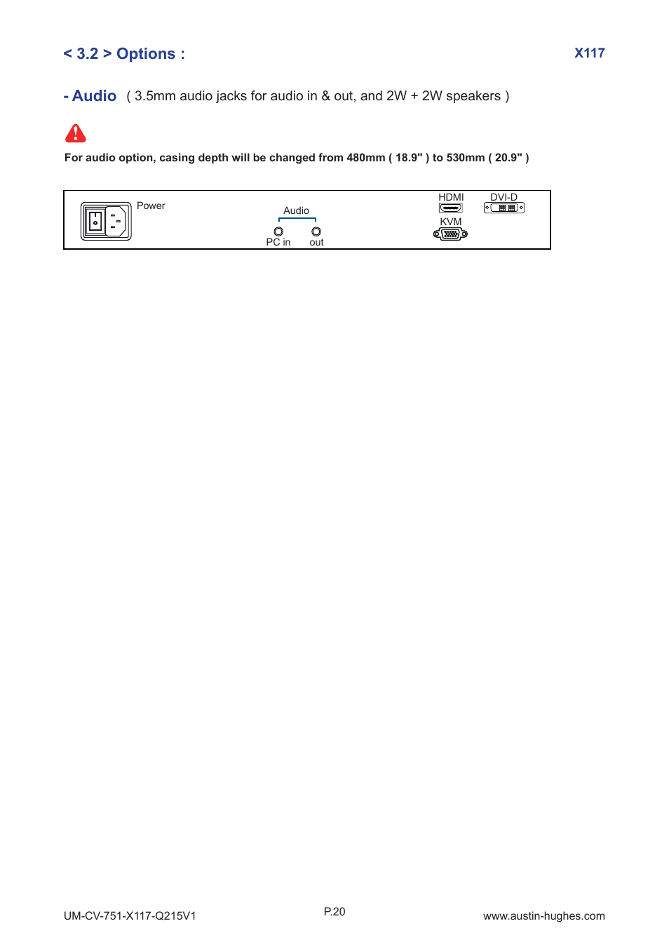 Audio, 2 > options | Austin Hughes X117 User Manual | Page 25 / 28