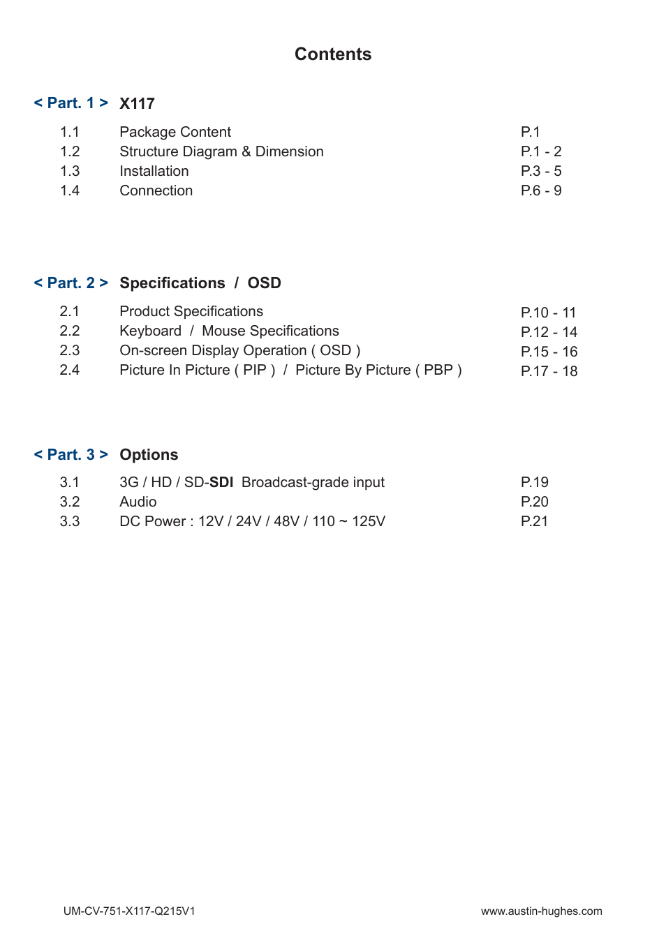 Austin Hughes X117 User Manual | Page 3 / 28