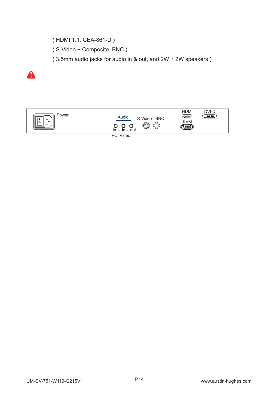 Av - audio, Hdmi, 2 > options | Austin Hughes W119 User Manual | Page 19 / 20