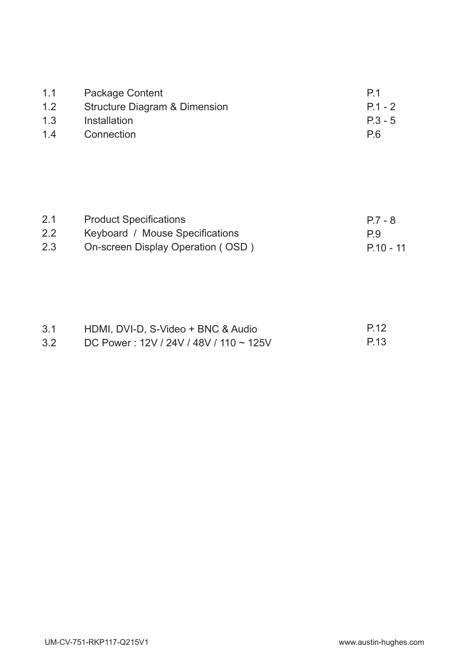 Austin Hughes RKP119 User Manual | Page 3 / 20