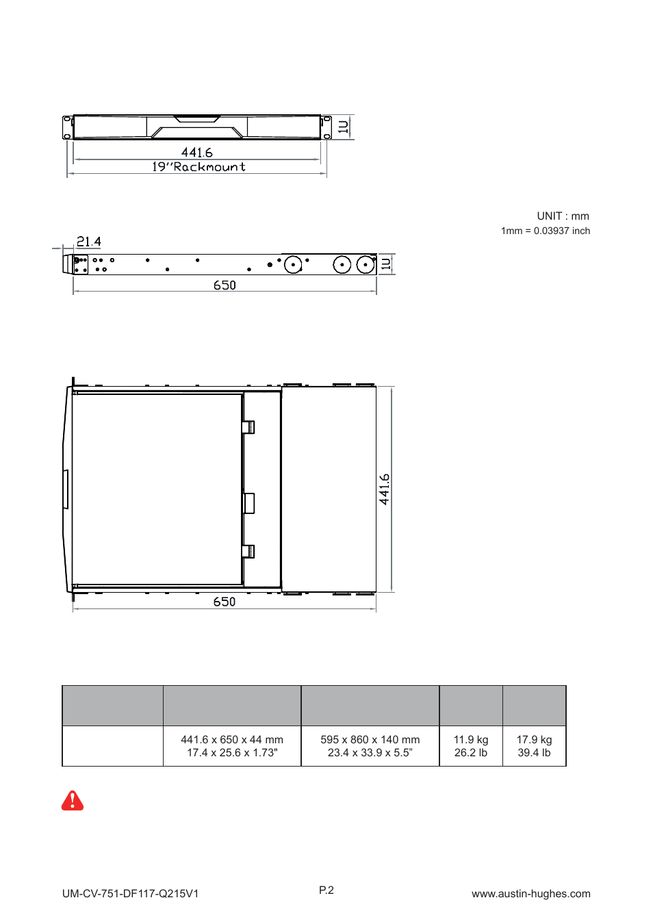 2 > dimension | Austin Hughes DF117 User Manual | Page 8 / 24