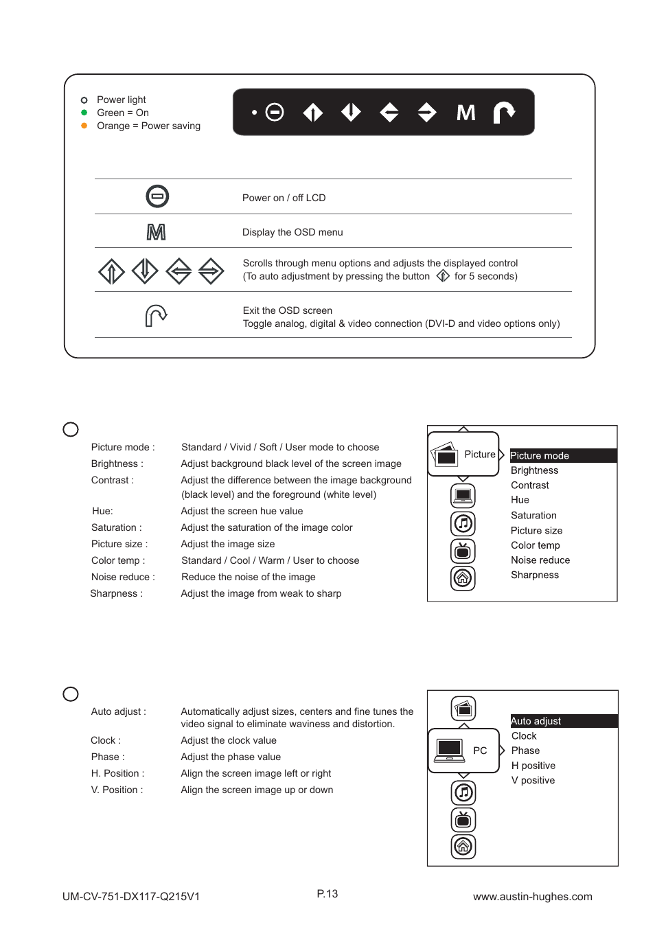 3 > on-screen display operation ( osd ) | Austin Hughes DX117 User Manual | Page 18 / 24