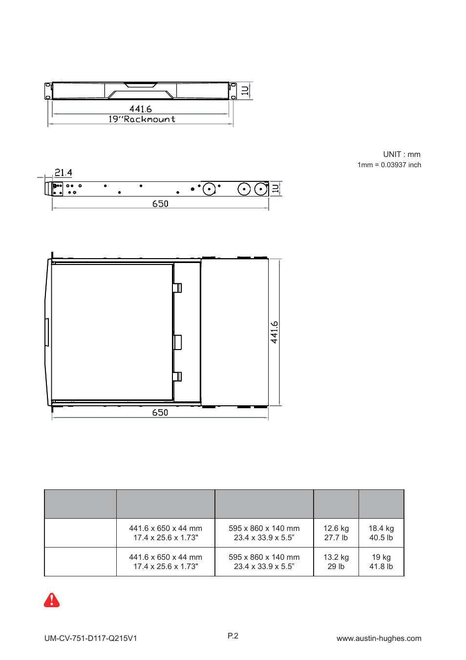 2 > dimension | Austin Hughes D119 User Manual | Page 8 / 20