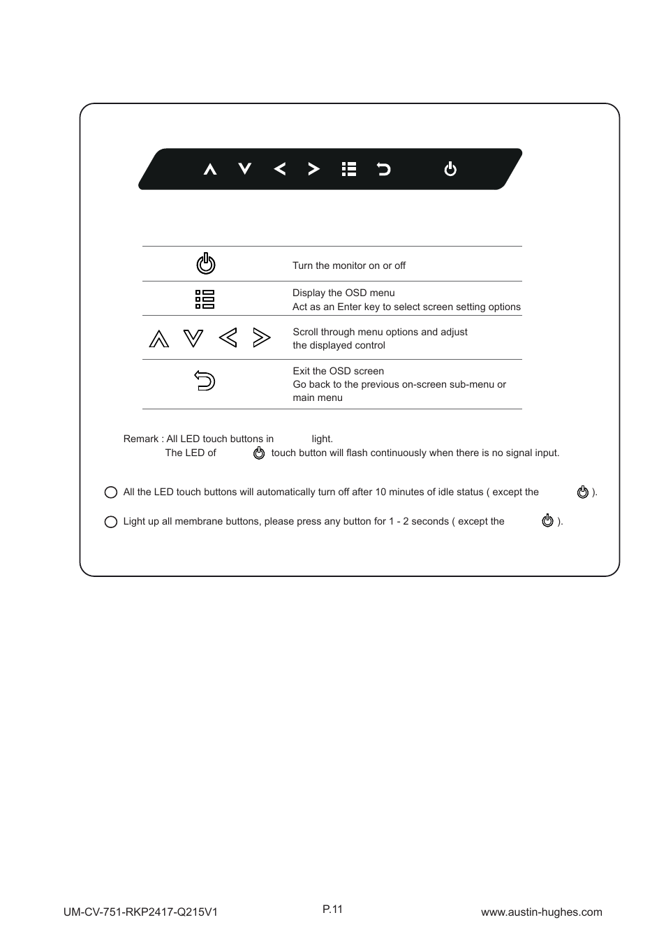3 > on-screen display operation ( osd ) | Austin Hughes RKP2419 User Manual | Page 16 / 20