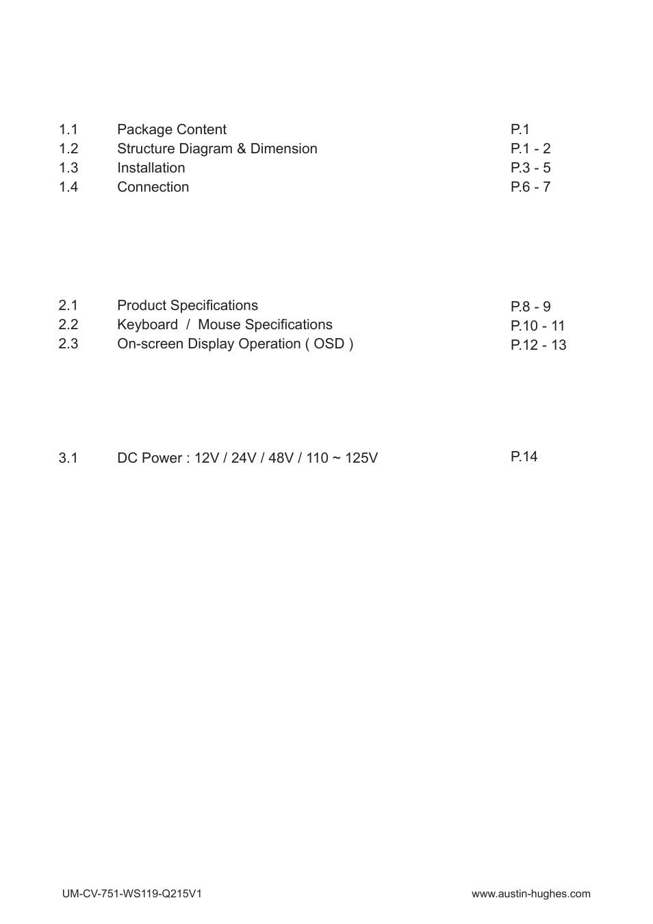 Austin Hughes WS119 User Manual | Page 3 / 20