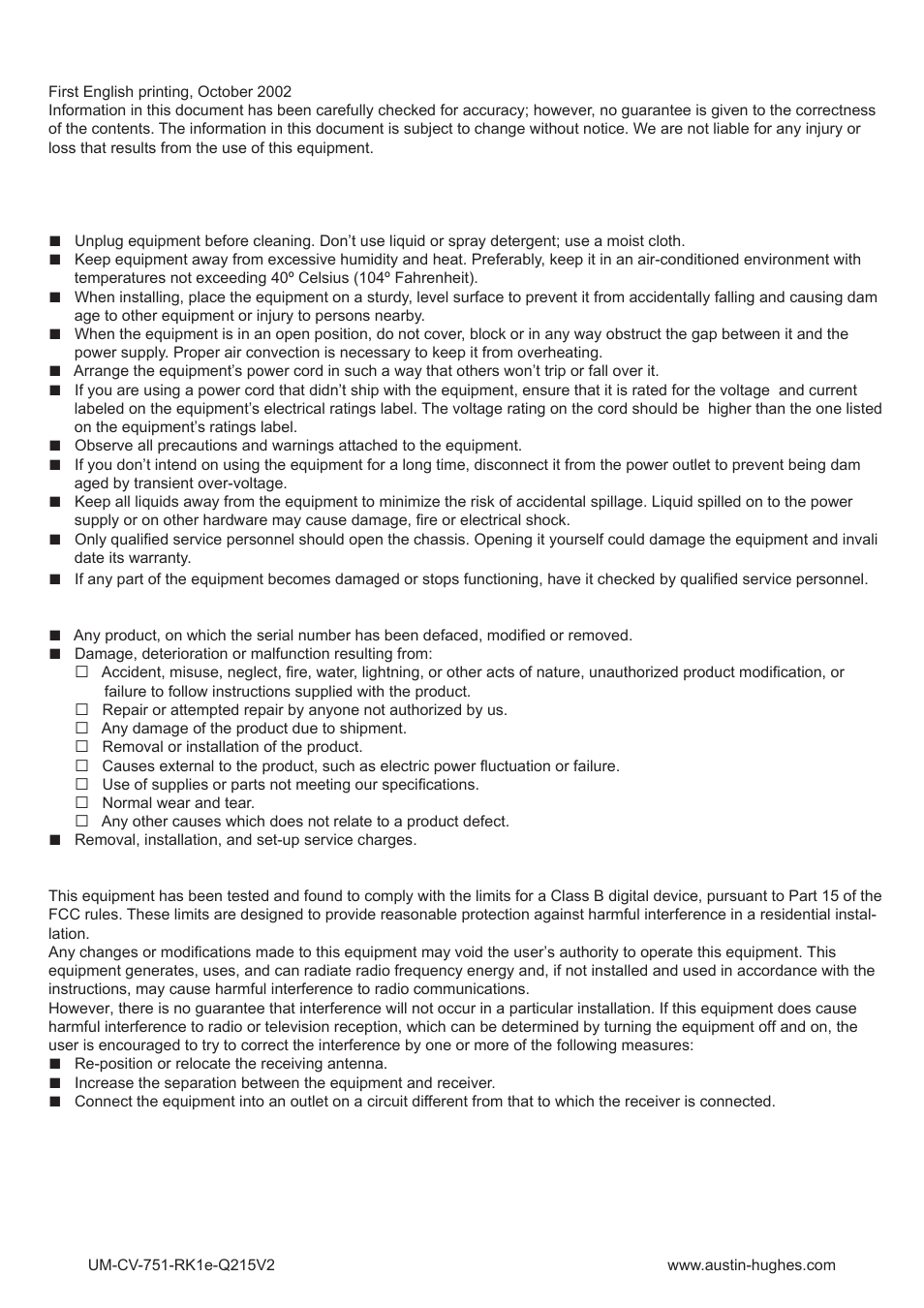 Austin Hughes RK-1b User Manual | Page 2 / 12