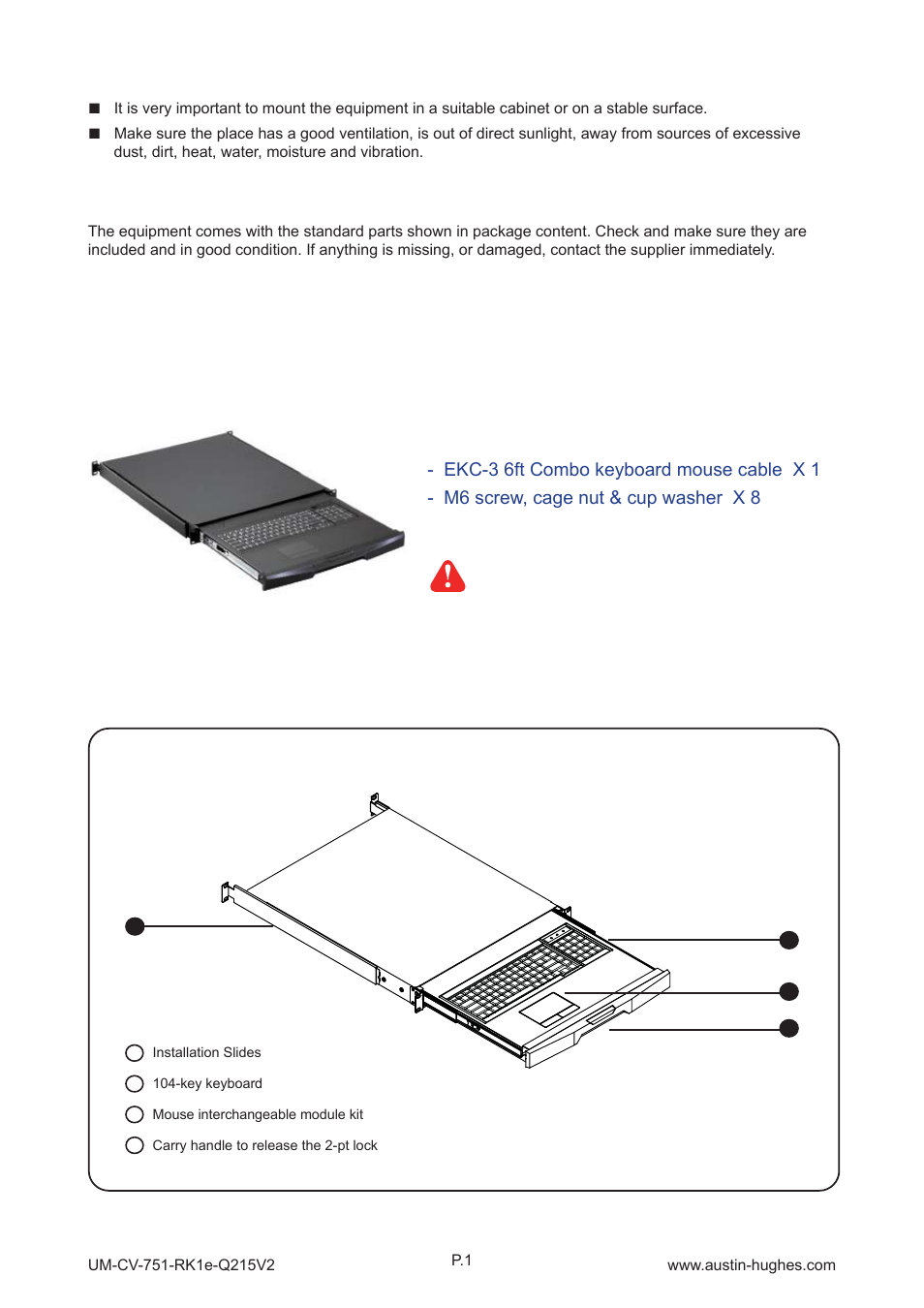 Unpacking before installation, 1 > package content < part 1, 2 > structure diagram | Austin Hughes RK-1b User Manual | Page 4 / 12