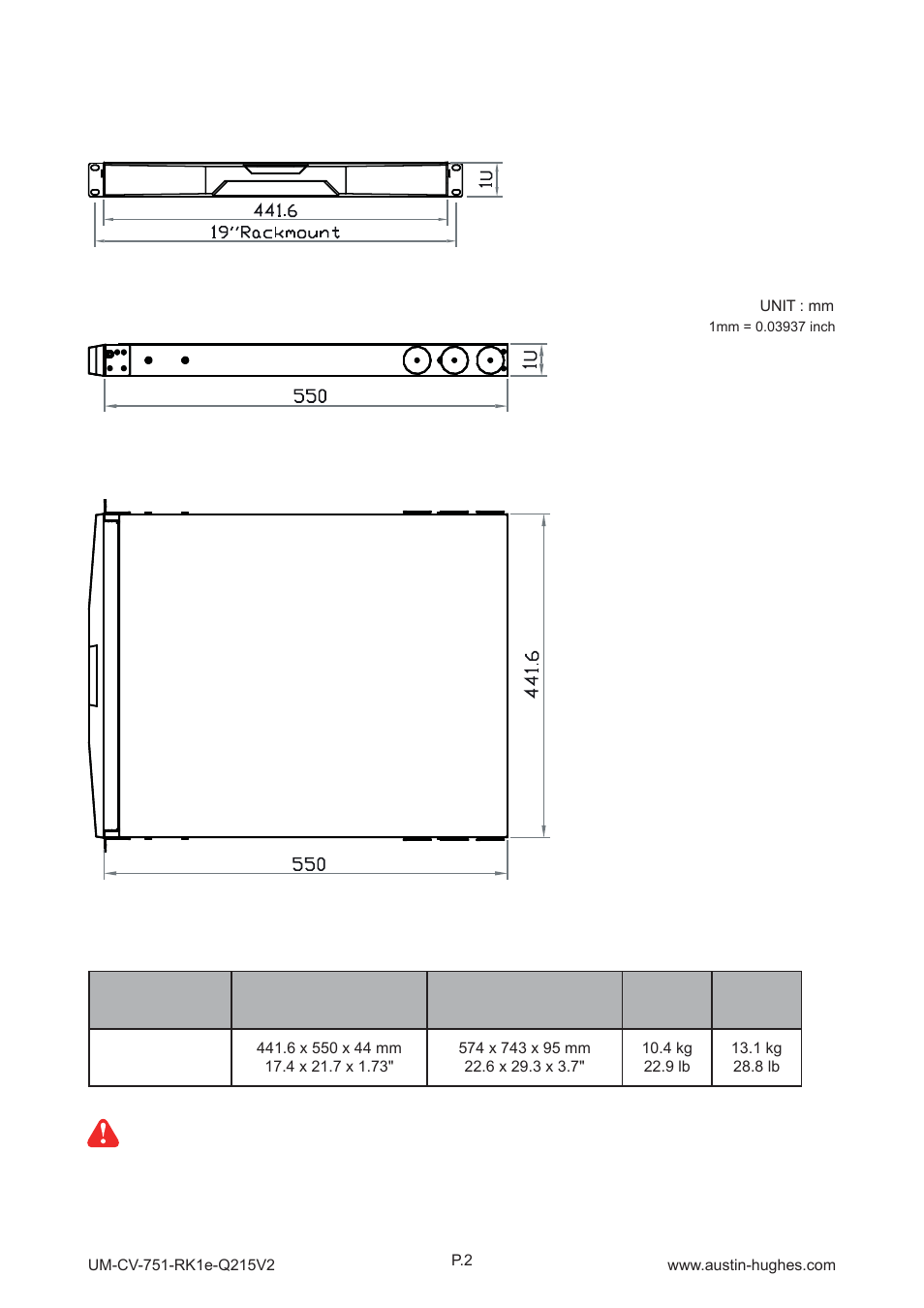 2 > dimension | Austin Hughes RK-1b User Manual | Page 5 / 12