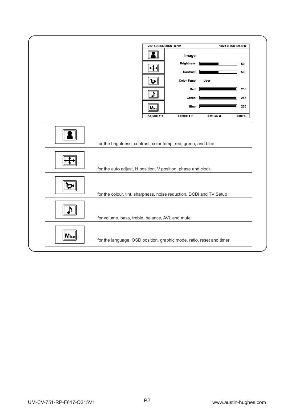 2 > on-screen display operation ( osd ) | Austin Hughes RP-F617 User Manual | Page 12 / 20