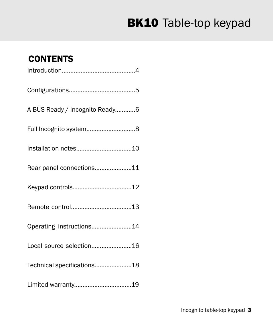 Cambridge Audio A-BUS Table-Top Keypad Incognito BK10 User Manual | Page 3 / 20