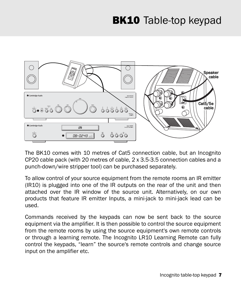 Bk10 table-top keypad | Cambridge Audio A-BUS Table-Top Keypad Incognito BK10 User Manual | Page 7 / 20