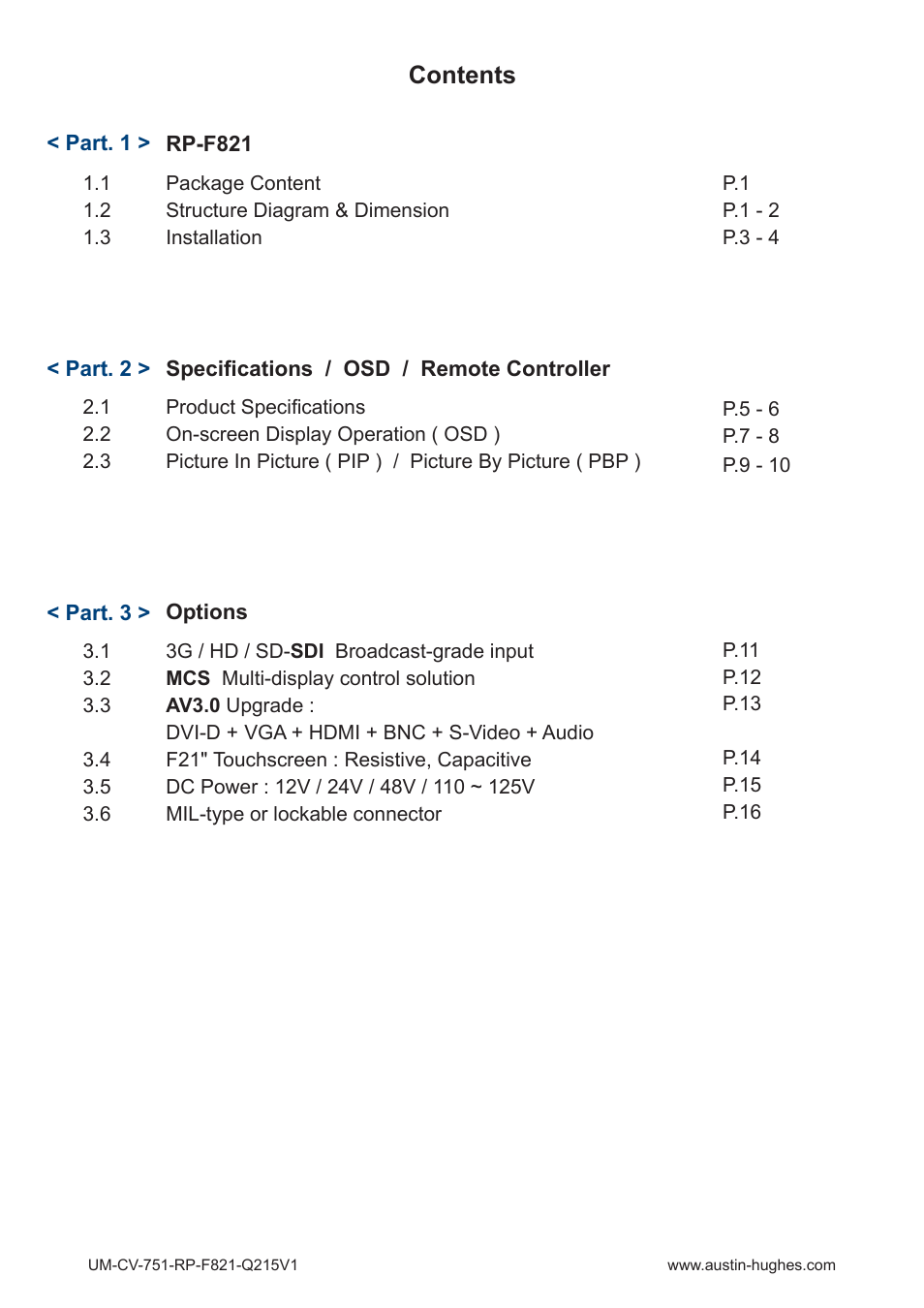 Austin Hughes RP-F821 User Manual | Page 3 / 20