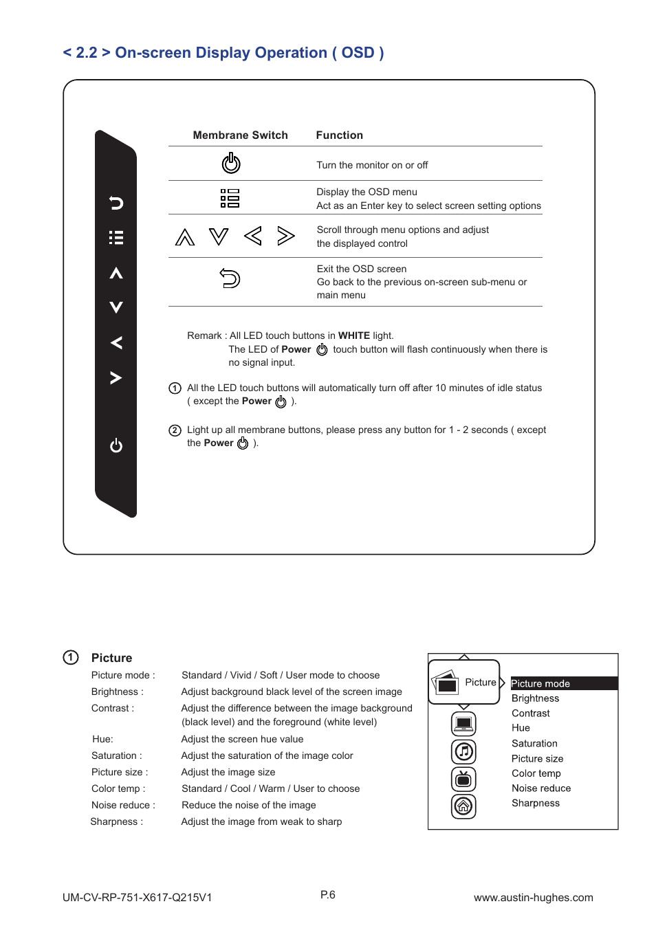 2 > on-screen display operation ( osd ) | Austin Hughes RP-X617 User Manual | Page 10 / 20