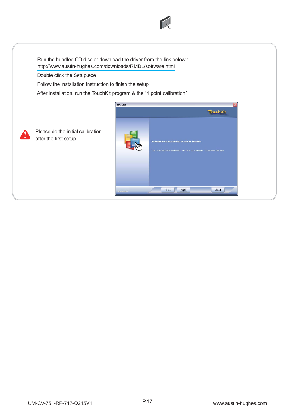 6 > options : touchscreen & driver | Austin Hughes RP-920 User Manual | Page 21 / 24