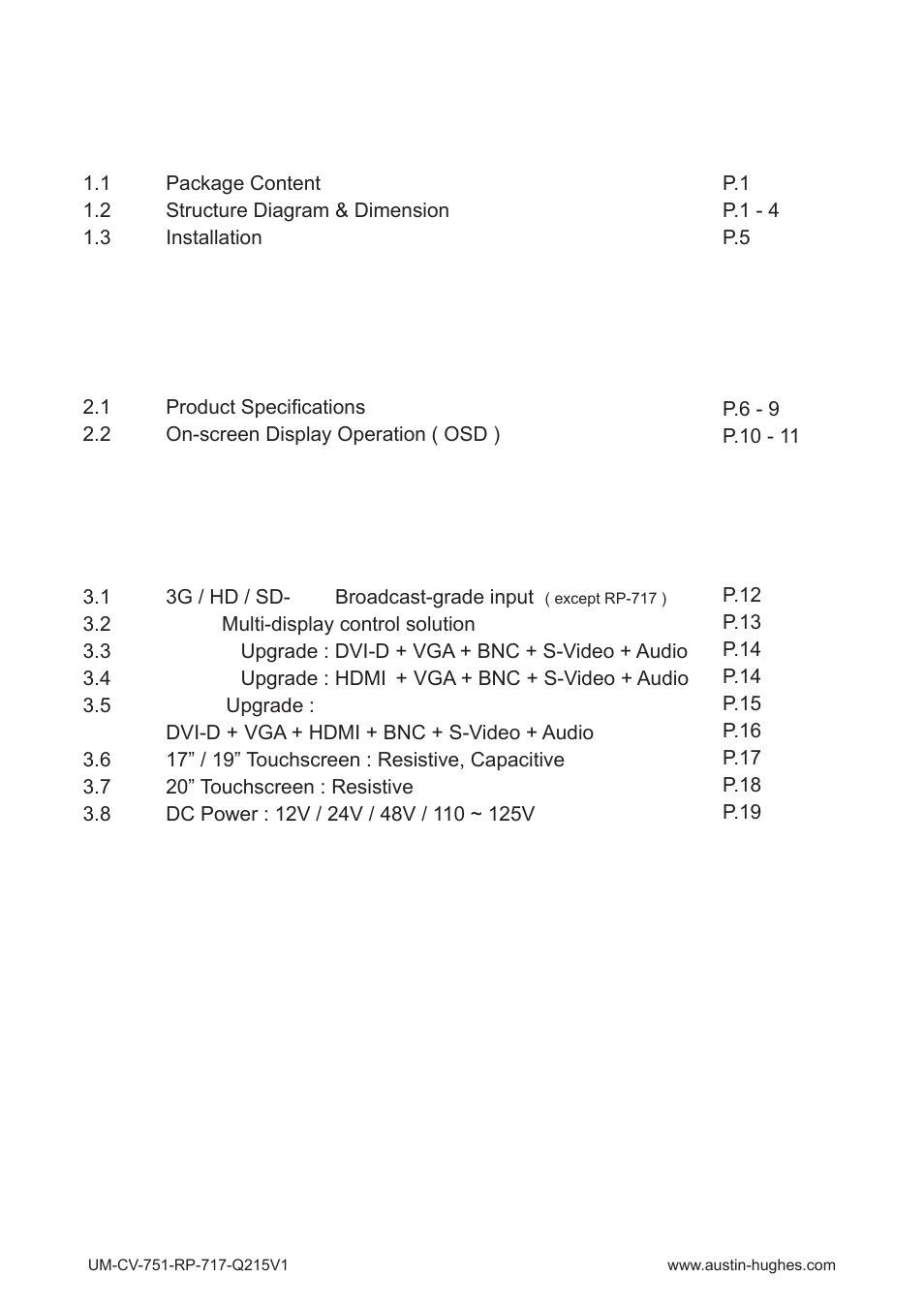 Austin Hughes RP-920 User Manual | Page 3 / 24