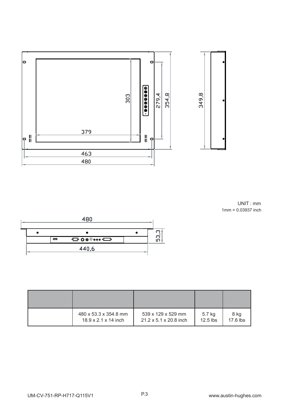 Rp-h819, 2 > dimension - rp-h819 | Austin Hughes RP-H819 User Manual | Page 7 / 20