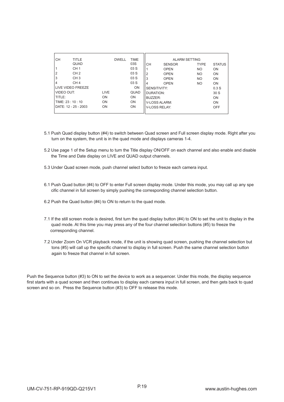 5 > qd on-screen menu, P.19 | Austin Hughes RP-919QD User Manual | Page 22 / 24