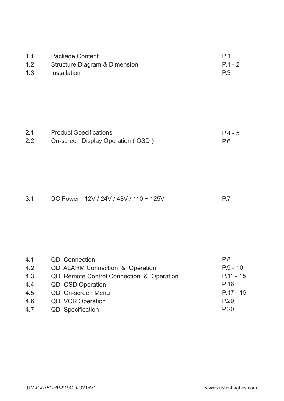 Austin Hughes RP-919QD User Manual | Page 3 / 24