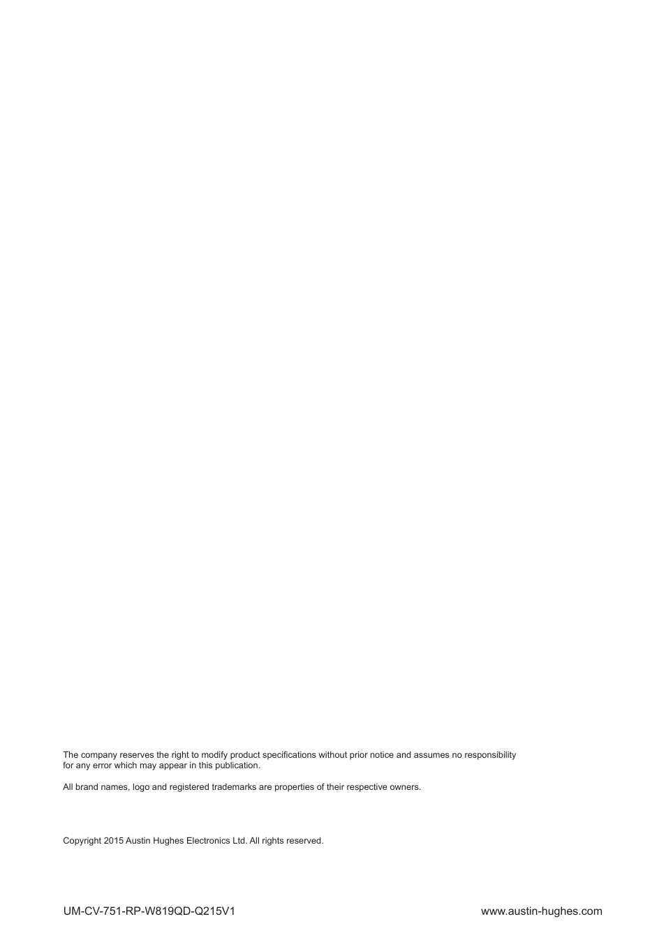 Austin Hughes RP-W819QD User Manual | Page 24 / 24