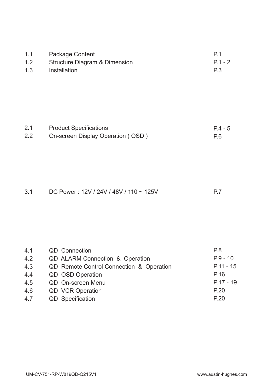 Austin Hughes RP-W819QD User Manual | Page 3 / 24