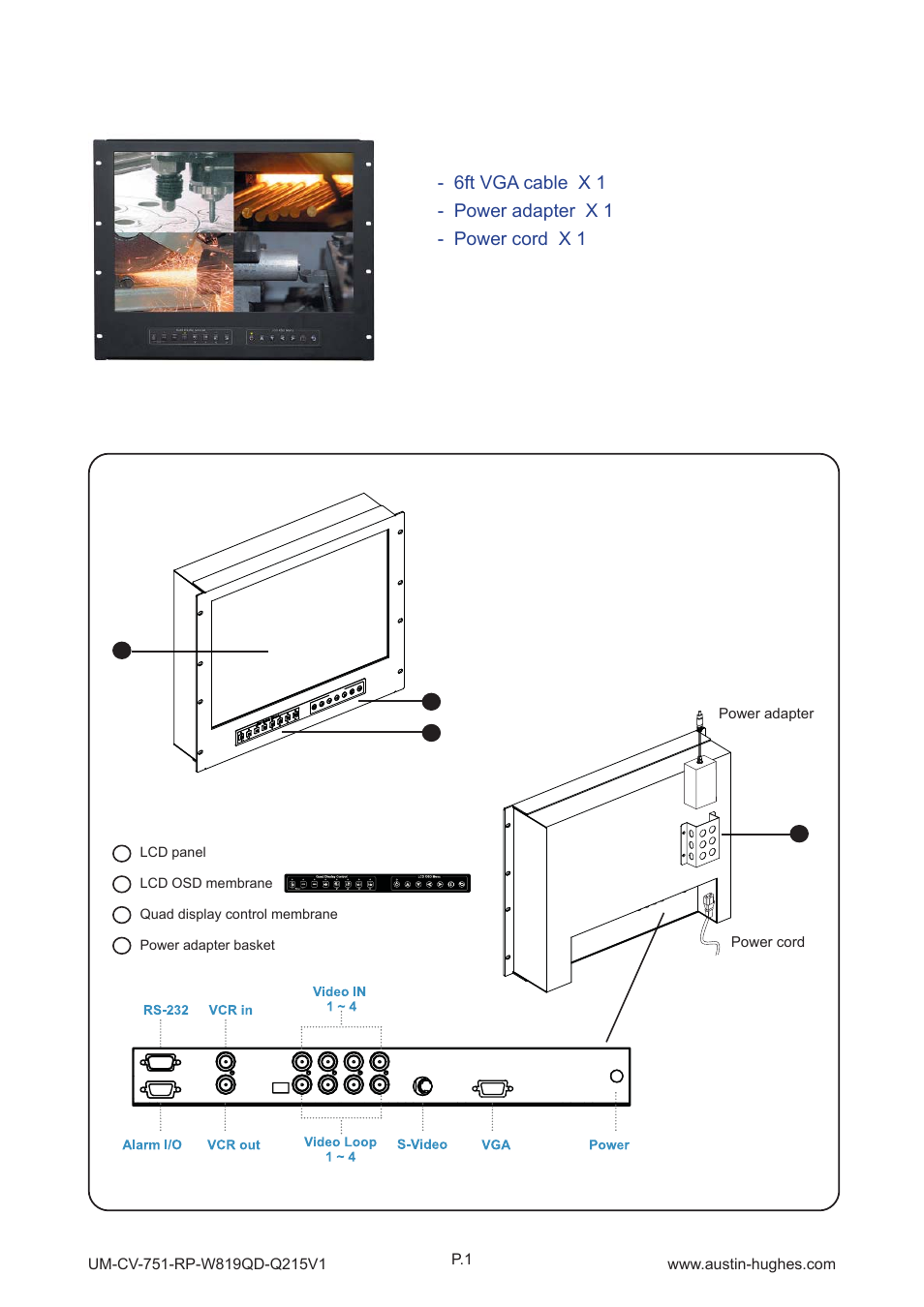 1 > package content, Part 1, 2 > structure diagram | Front view rear view | Austin Hughes RP-W819QD User Manual | Page 4 / 24
