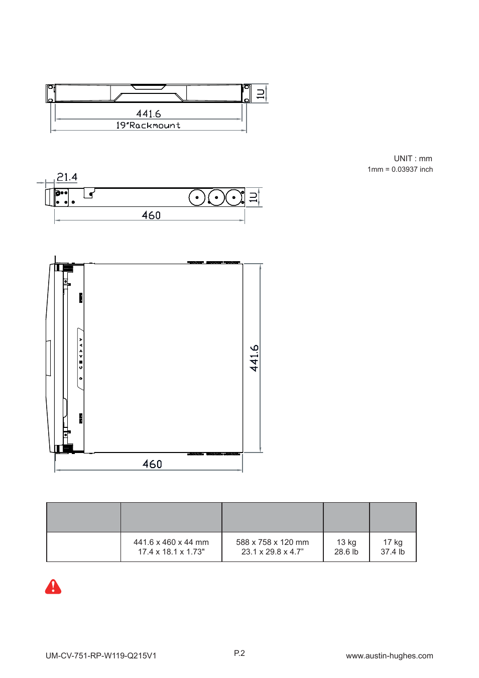 2 > dimension | Austin Hughes RP-W119 User Manual | Page 6 / 16