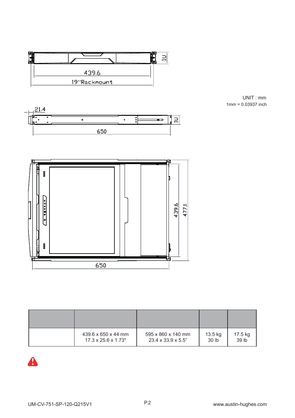 2 > dimension | Austin Hughes SP-120 User Manual | Page 6 / 12