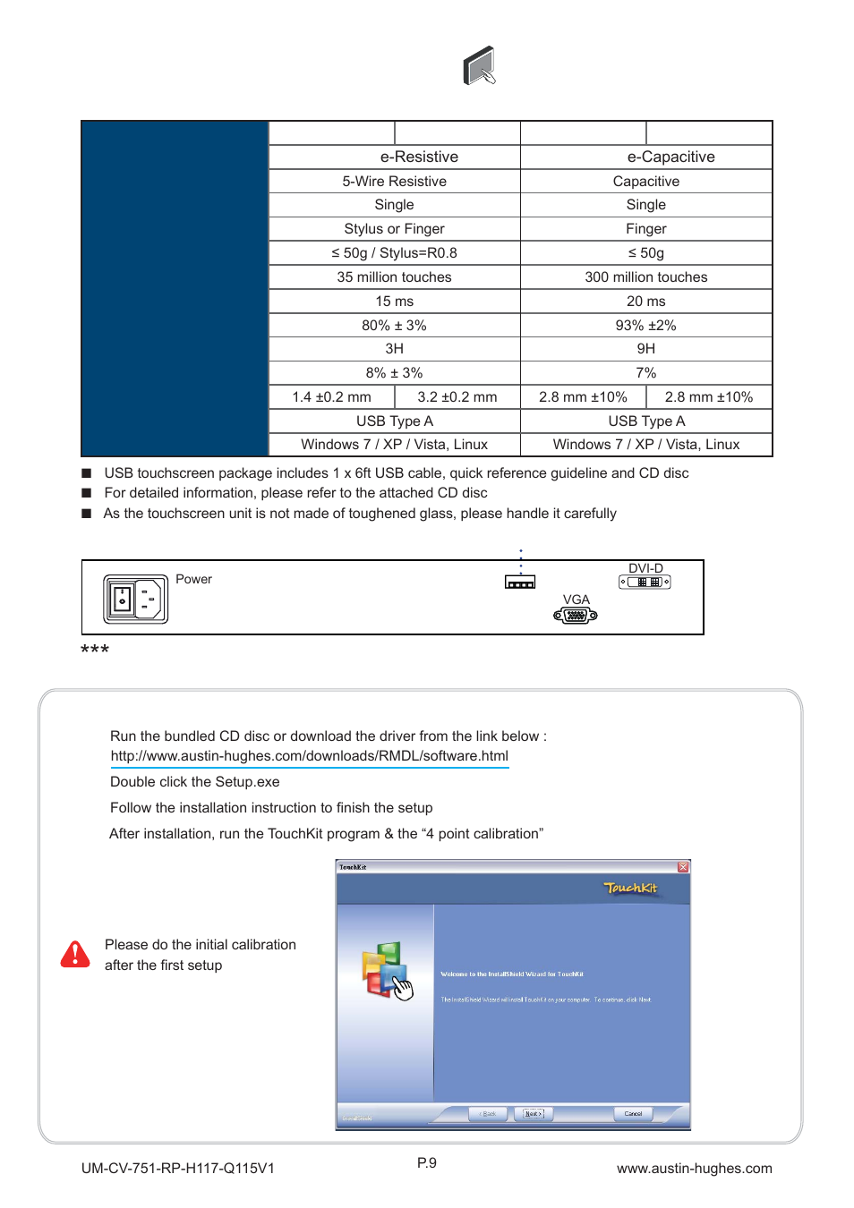2 > options : touchscreen & driver, Usb touchscreen | Austin Hughes RP-H119 User Manual | Page 13 / 16