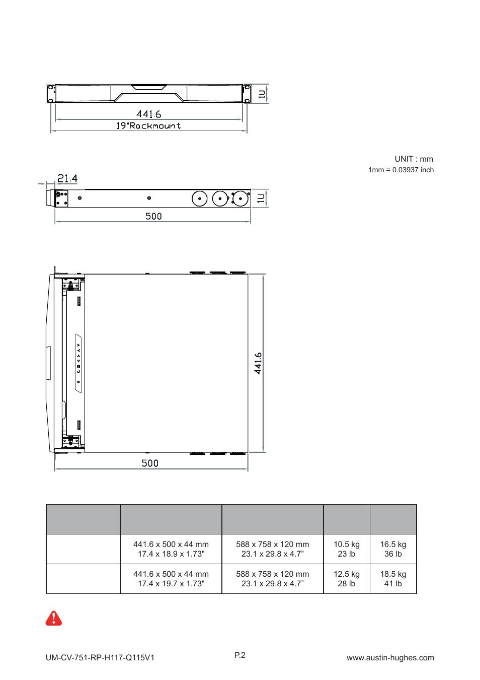 2 > dimension | Austin Hughes RP-H119 User Manual | Page 6 / 16