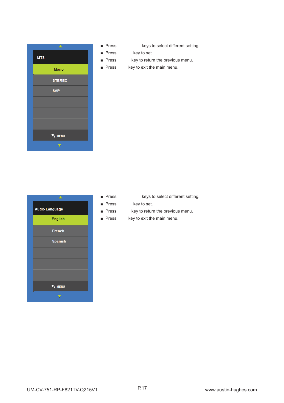 Austin Hughes RP-F821TV User Manual | Page 22 / 36