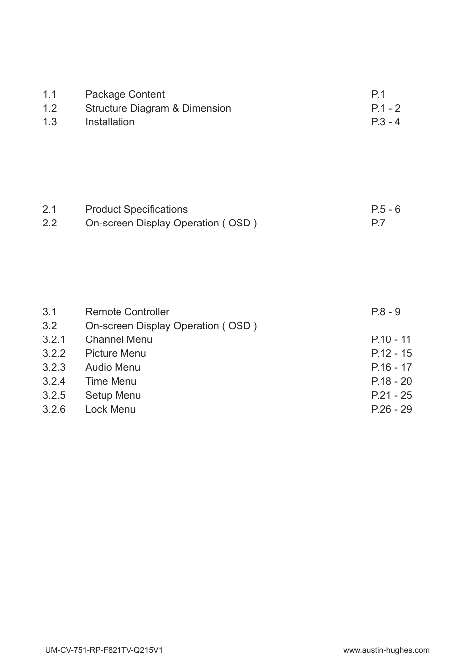 Austin Hughes RP-F821TV User Manual | Page 4 / 36